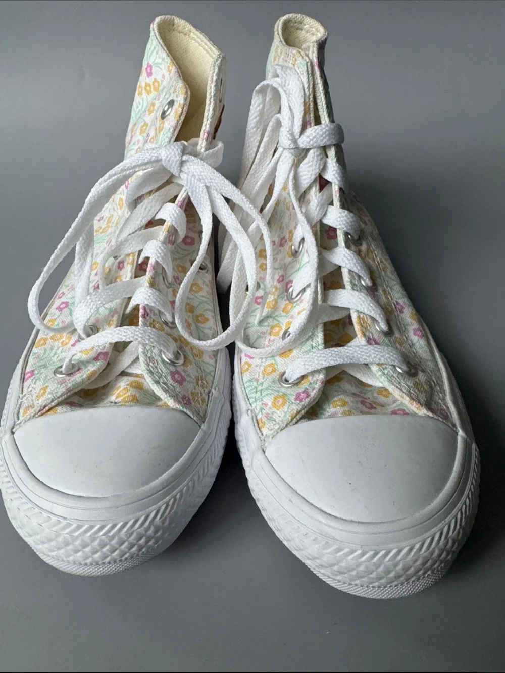 Converse Chuck Taylor All Star Hi Ditsy Floral White Pink Gold Junior Size 5